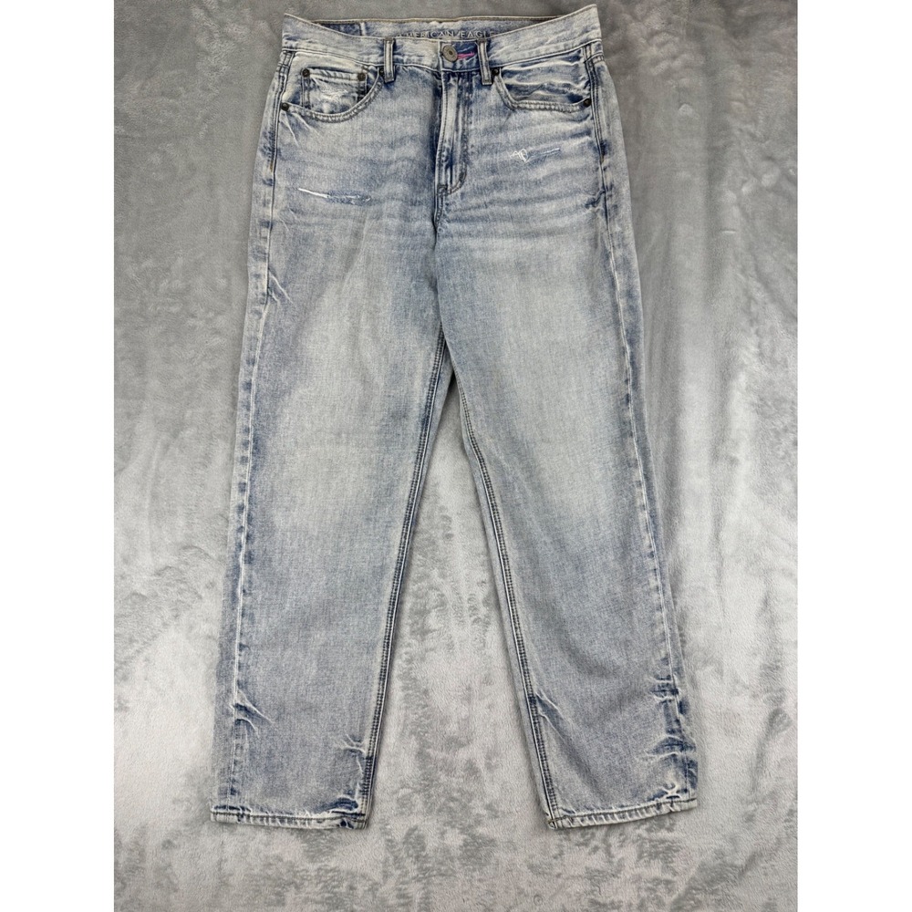 American Women Eagle 90s Boyfriend Jeans Light Wash Distressed Size 4 Regular